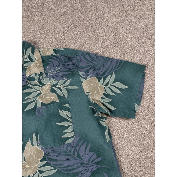 Island Republic Shirt Mens XL Green Blue Floral Hawaiian Button Up Short Sleeve - Picture 3 of 8
